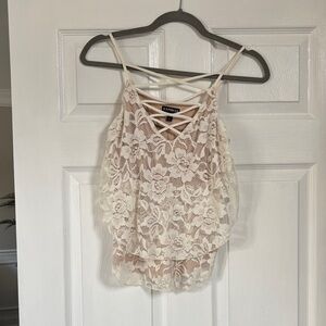 Express Ivory Floral Lace Camisole